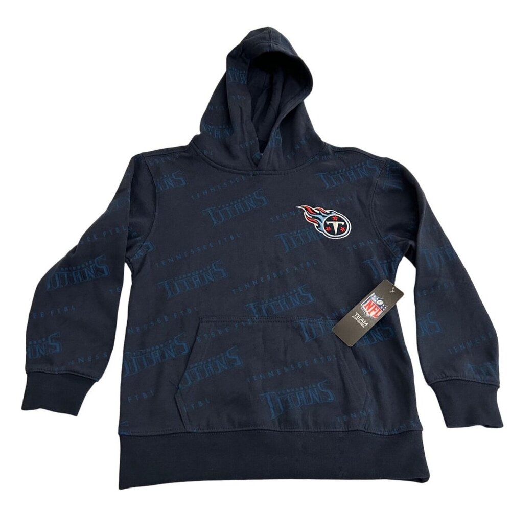 NFL Tennessee Titans Youth 14 Hoodie Sweatshirt Blue Embroidered Logo Kids Boys